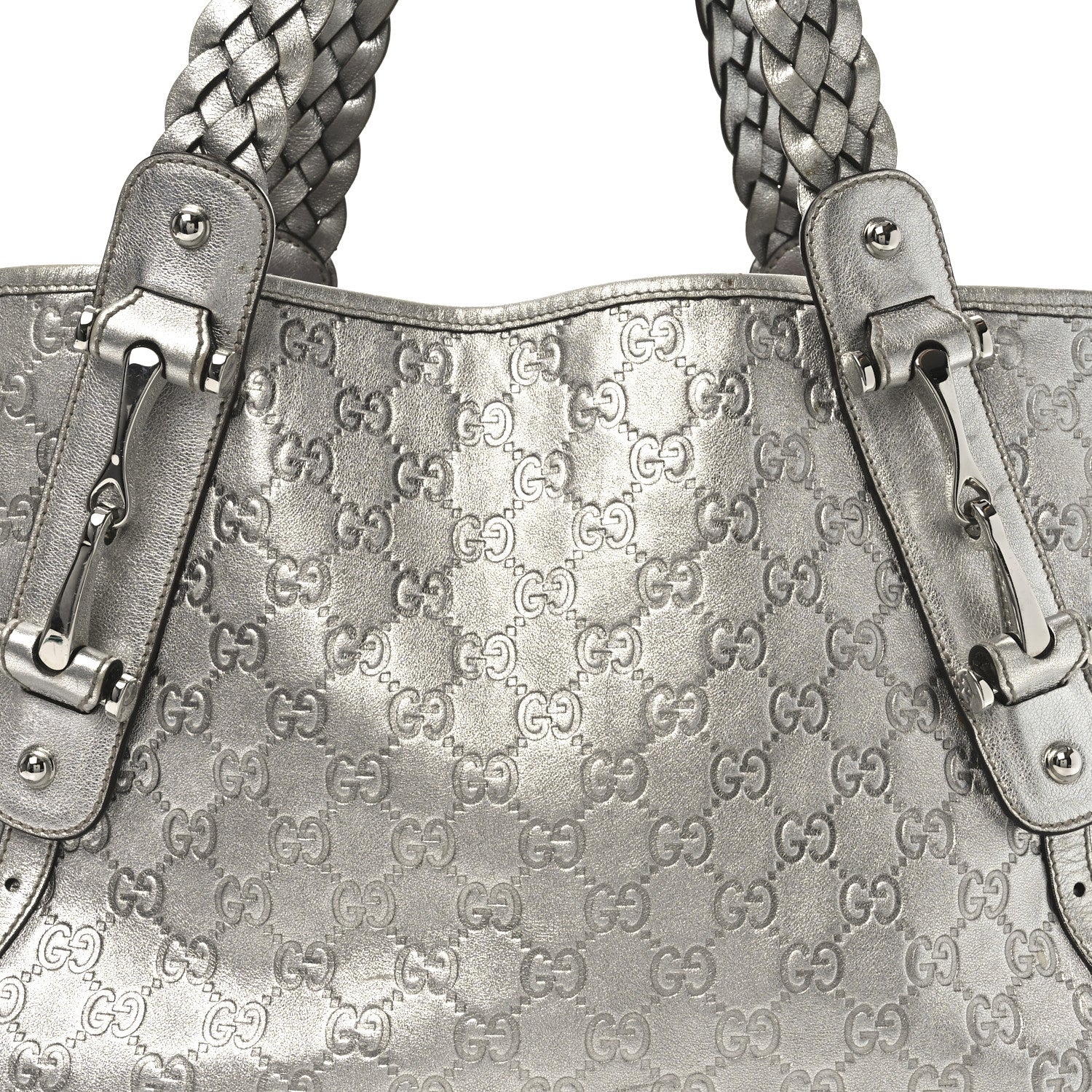Gucci Metallic Guccissima Medium Pelham Shoulder Bag Silver 8 of 10
