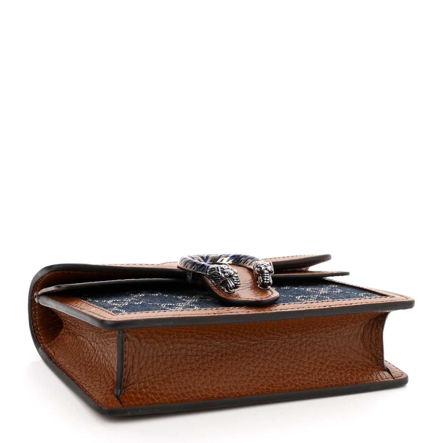 New Denim GG Monogram Dollar Calfskin Enamel Super Mini Dionysus Shoulder Bag Blue Tea Cuir Epilog Electric Blue