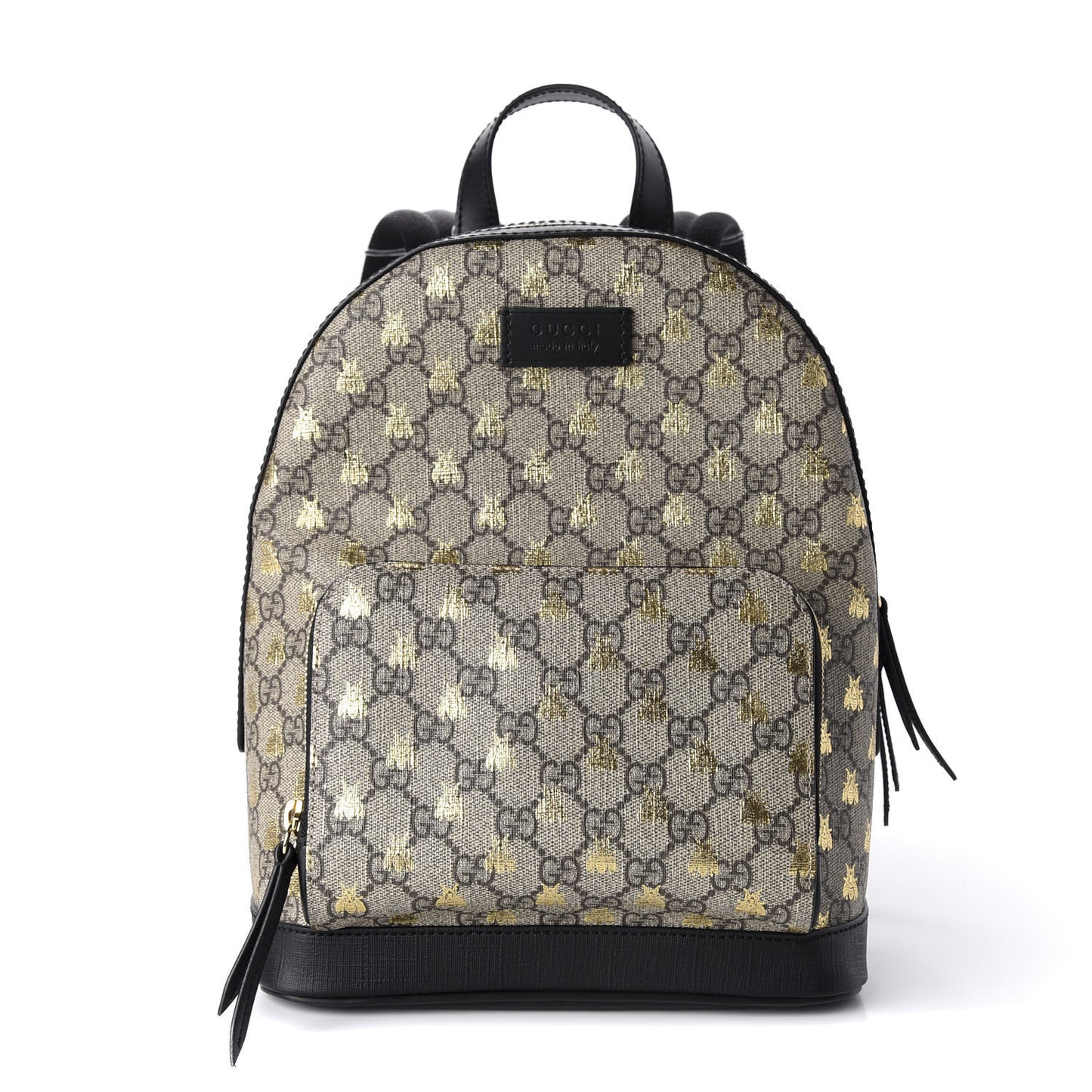 GG Supreme Monogram Bees Print Small Day Backpack Beige Oro Black