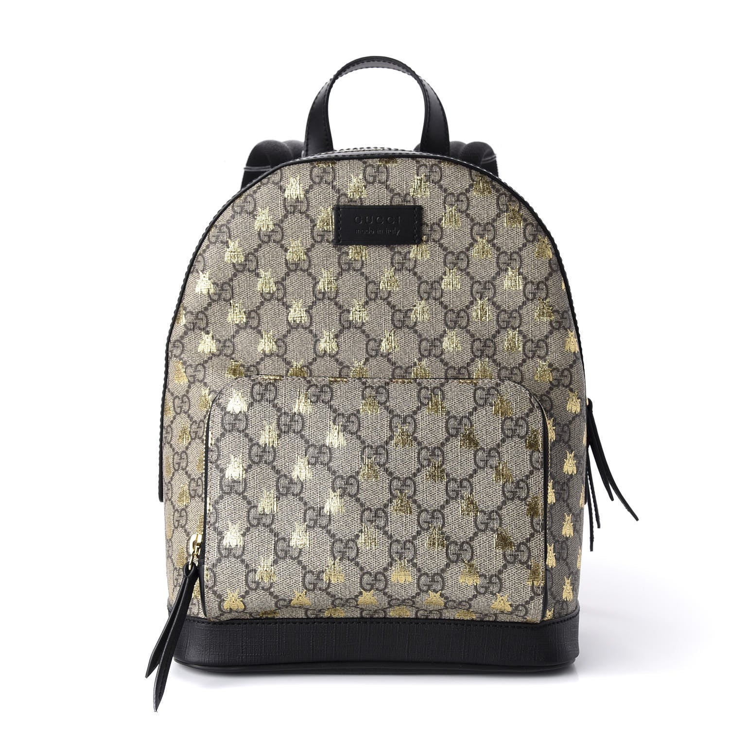 Gucci GG Supreme Monogram Bees Print Small Day Backpack Beige Oro Black 1 of 8