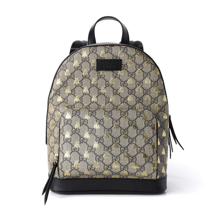 Gucci GG Supreme Monogram Bees Print Small Day Backpack Beige Oro Black 1 of 8