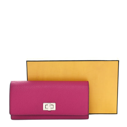 Fendi Cuoio Romano Vitello Grace Selleria Peekaboo Continental Wallet Geranio 10 of 10