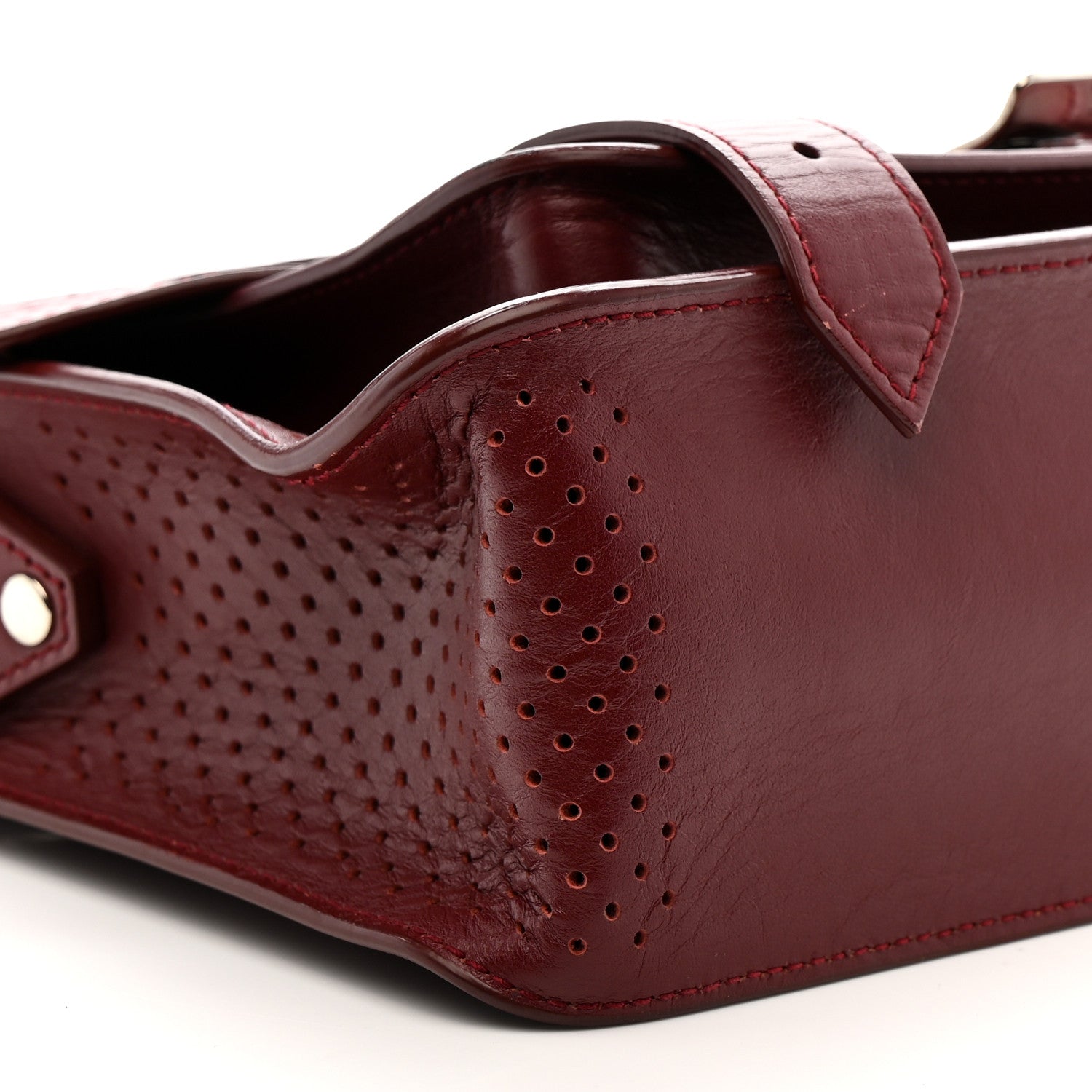 Proenza Schouler Lambskin Perforated Tiny PS1 Satchel Burgundy 10 of 14