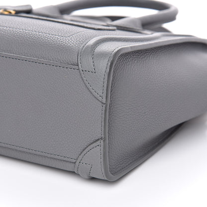 Celine Drummed Calfskin Nano Luggage Kohl 10 of 14