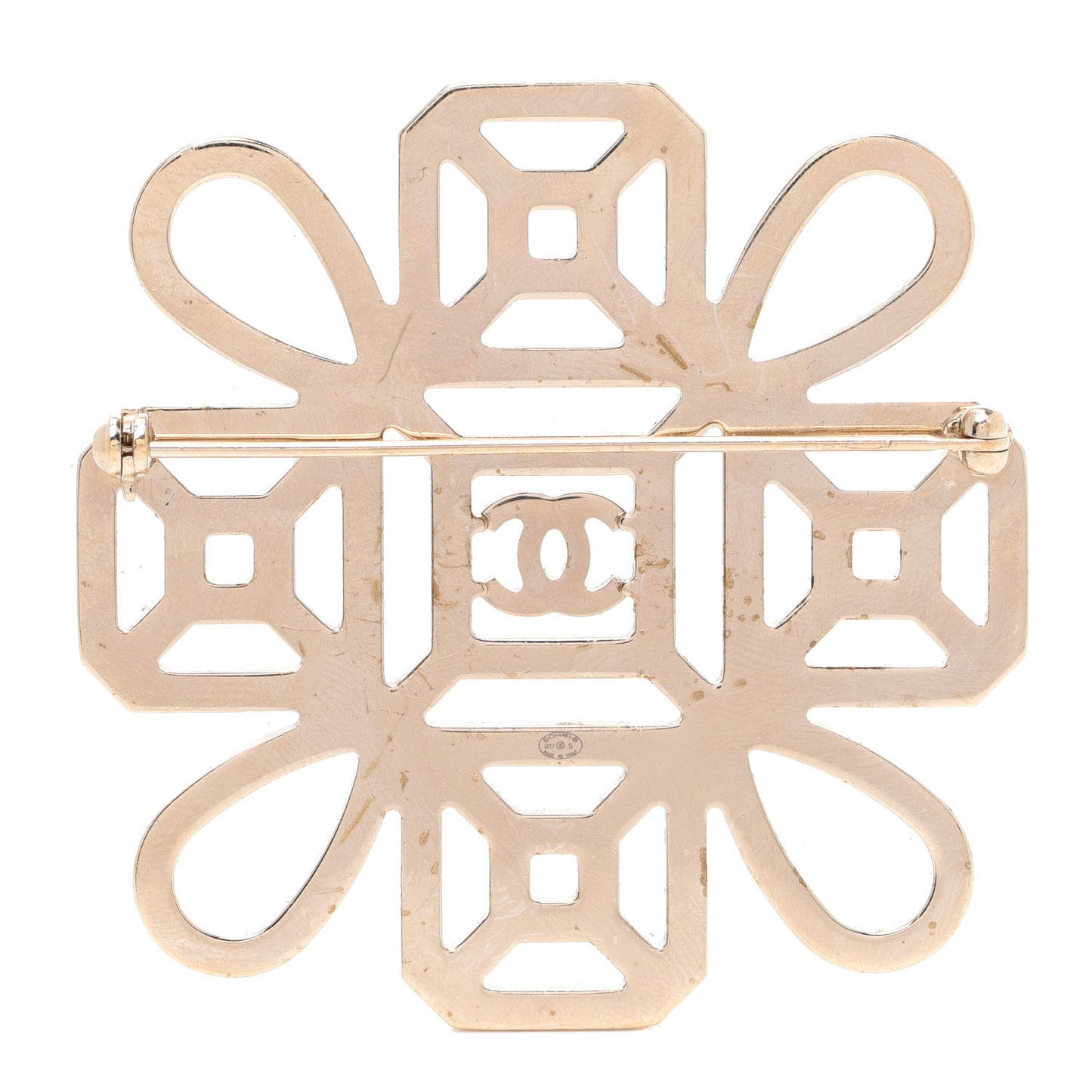 Crystal Strass CC Cross Brooch Pink Gold