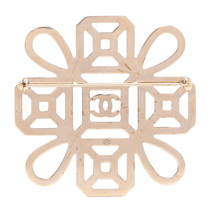 Chanel Crystal Strass CC Cross Brooch Pink Gold 3 of 5