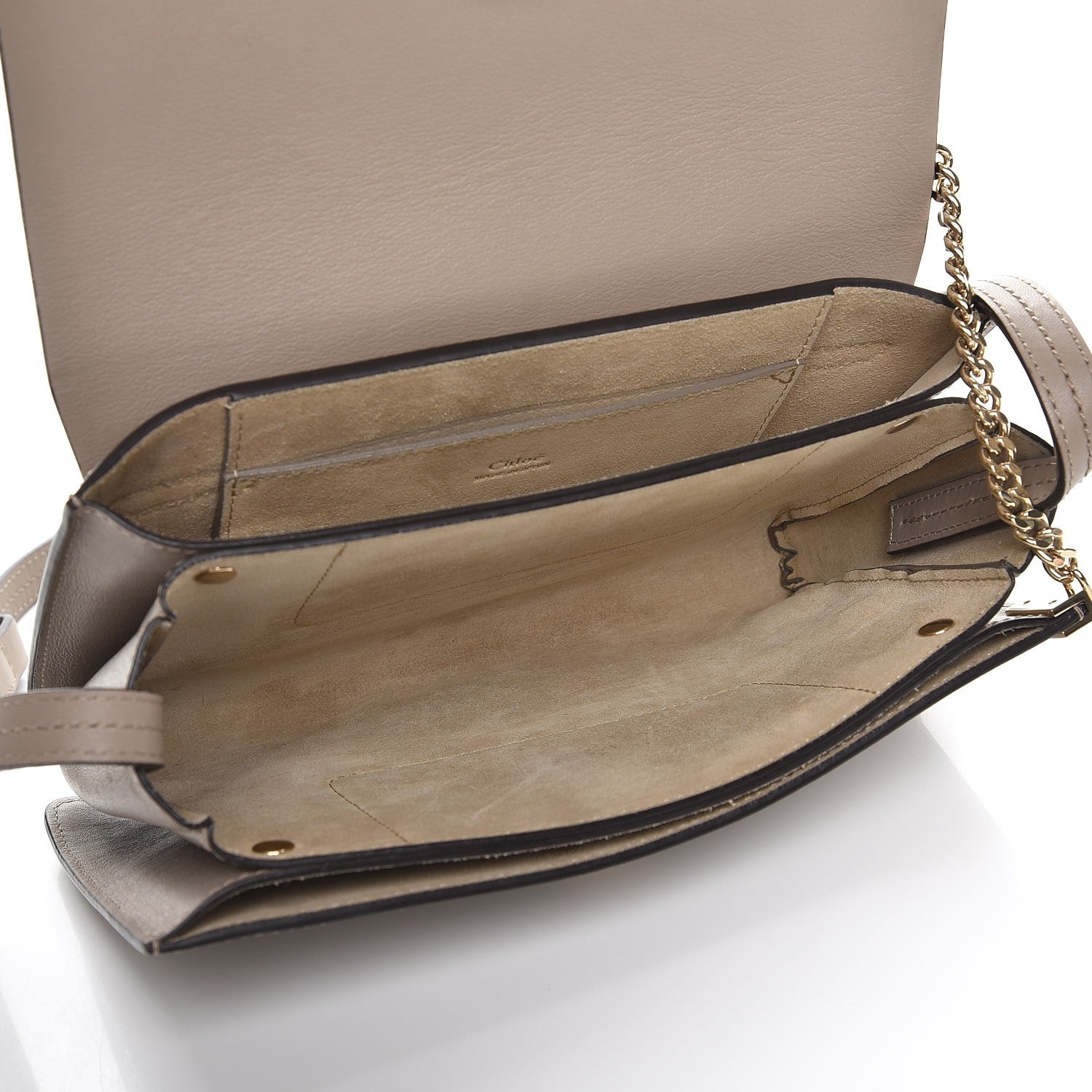 Chloe Suede Calfskin Small Faye Shoulder Bag Motty Grey 6 of 7