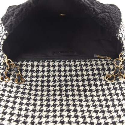 Chanel Shearling Tweed Jumbo Single Flap Black White 5 of 11