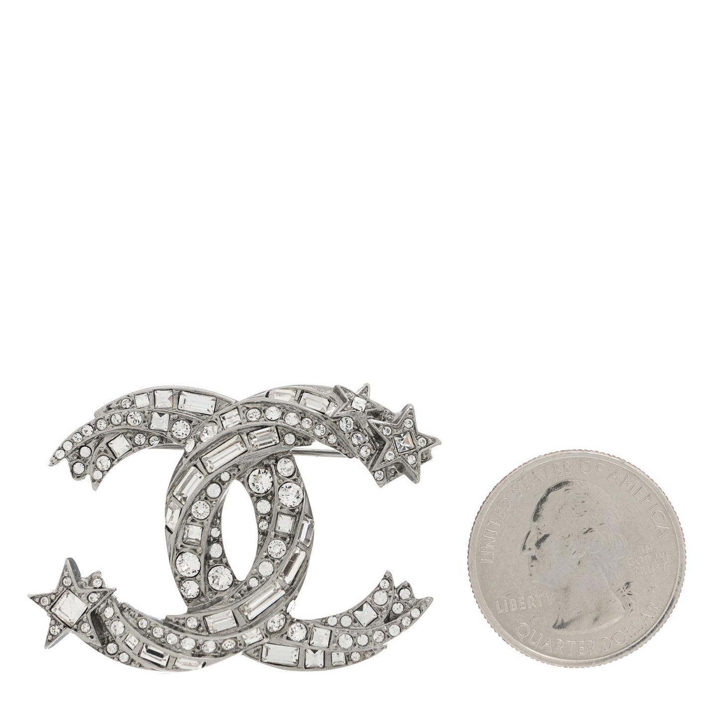 Crystal Starfall CC Brooch Silver