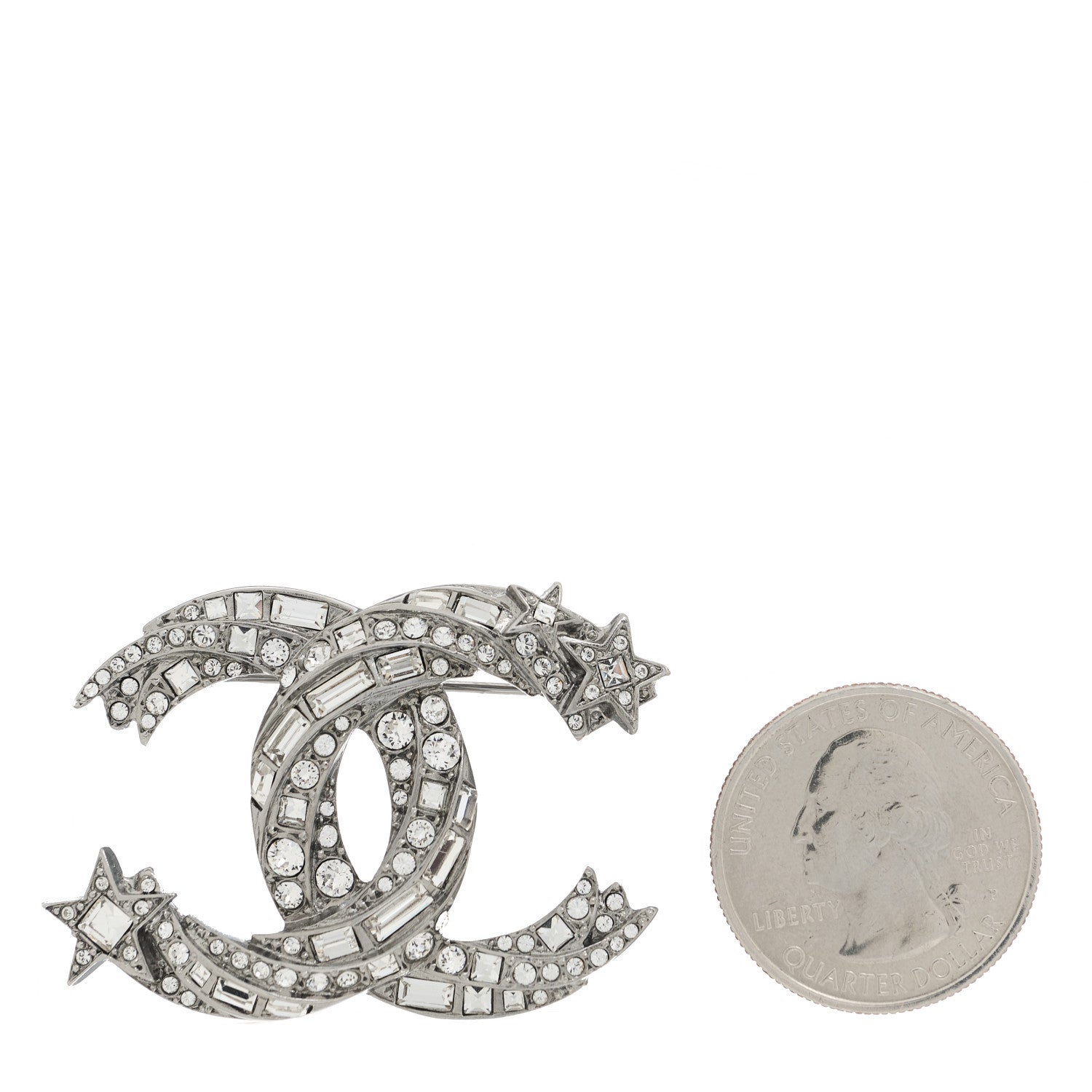 Chanel Crystal Starfall CC Brooch Silver 2 of 5