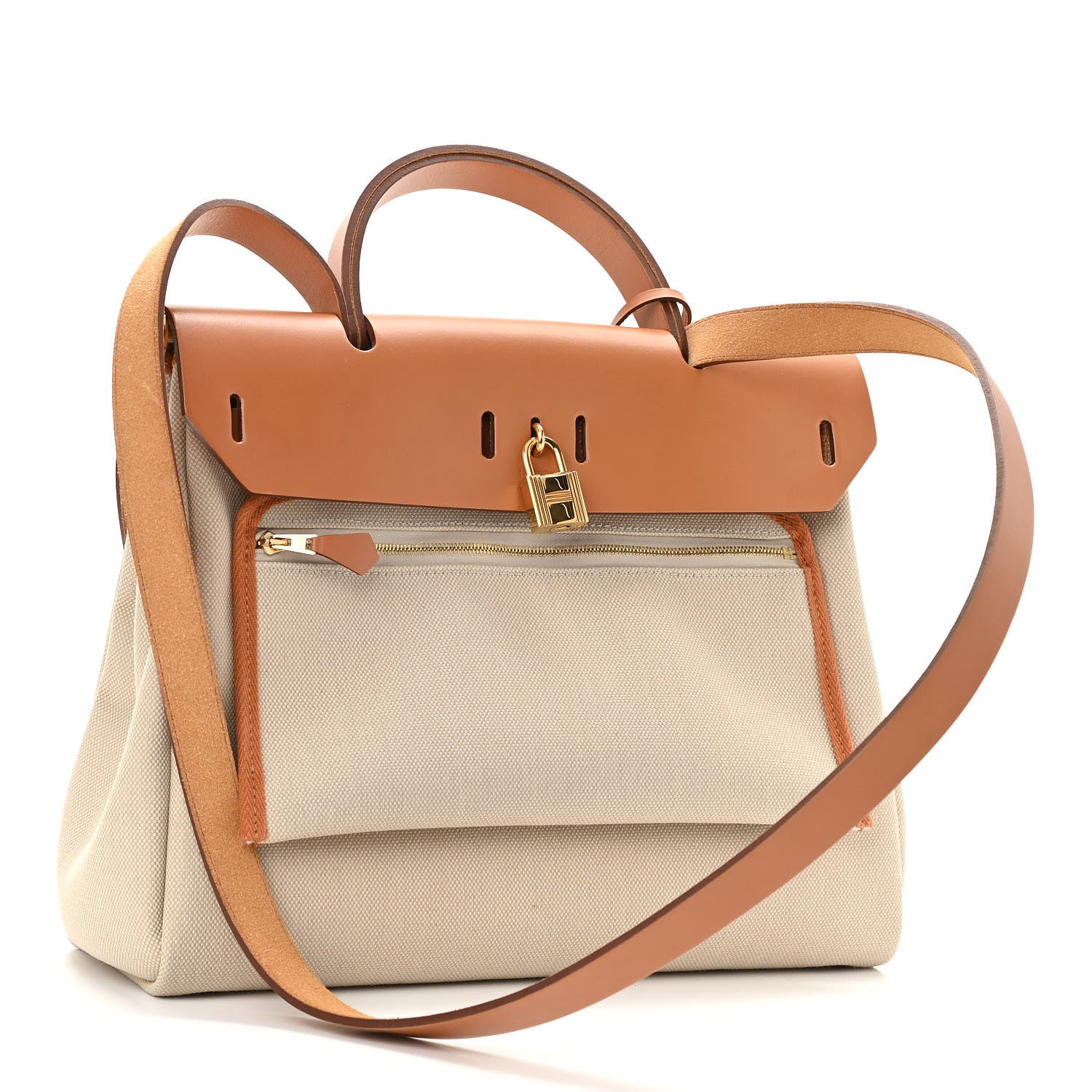 Hermes Vache Hunter Toile Herbag Zip 31 PM Trench Gold 4 of 9