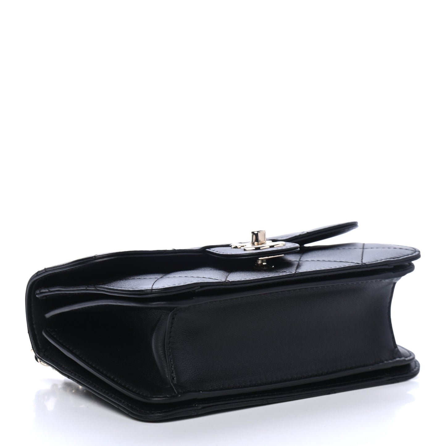 Calfskin Quilted Small Top Handle Flap Black