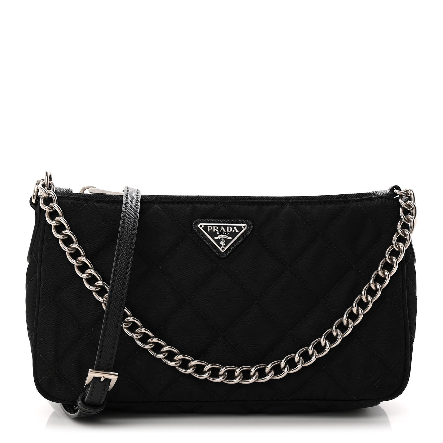 Nylon Tessuto Impuntu Quilted Crossbody Bag Black
