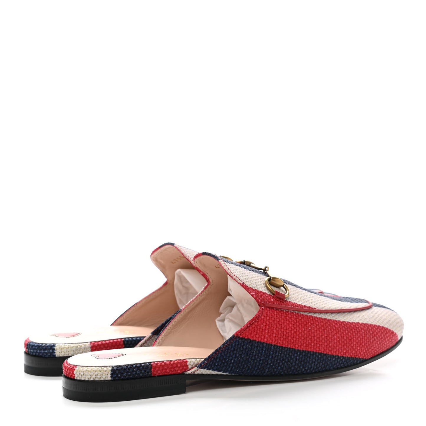 Canvas Sylvie Stripe Womens Princetown Slippers 38.5 Mystic White Hibiscus Red Maritime