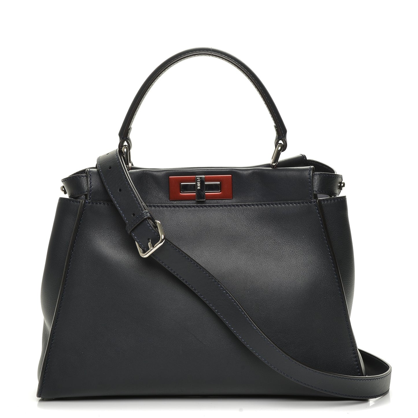 Vitello Seta Shiny Nappa Medium Peekaboo Iconic Satchel Blue Notte Ardesia