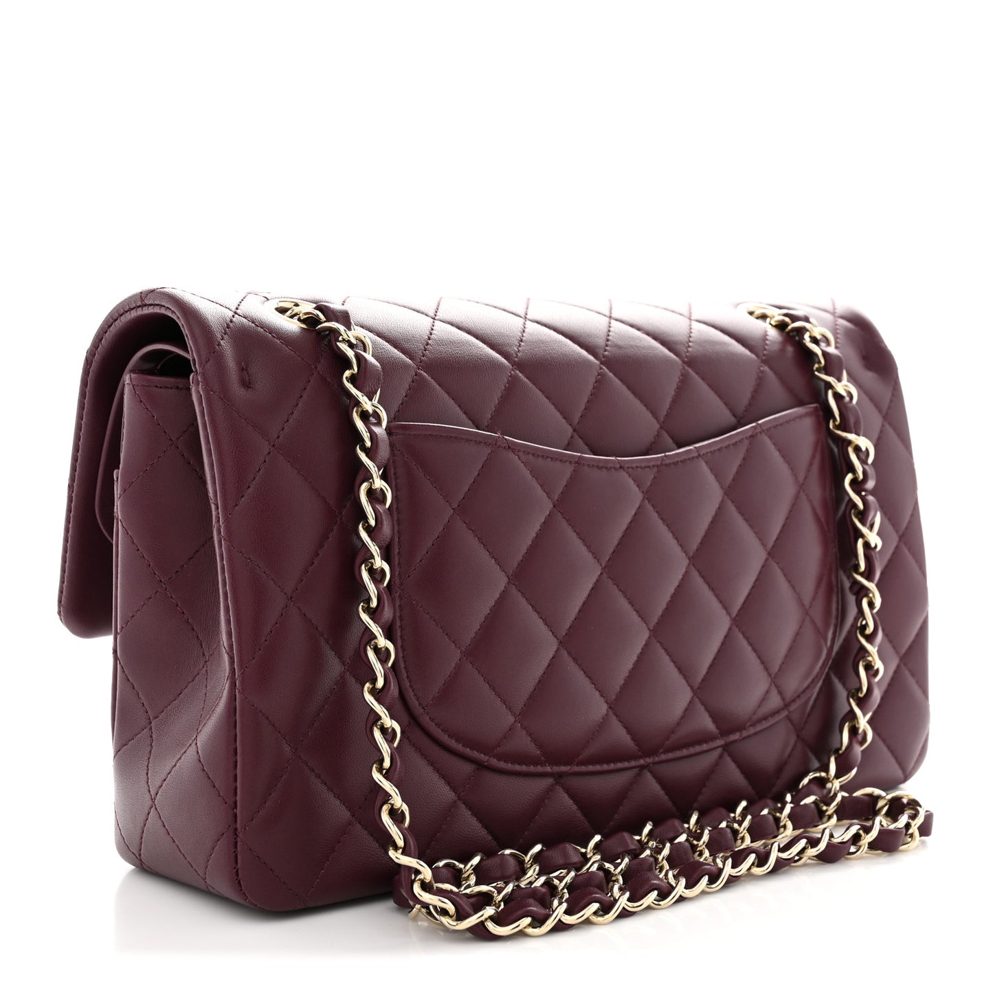 Lambskin Quilted Medium Double Flap Burgundy