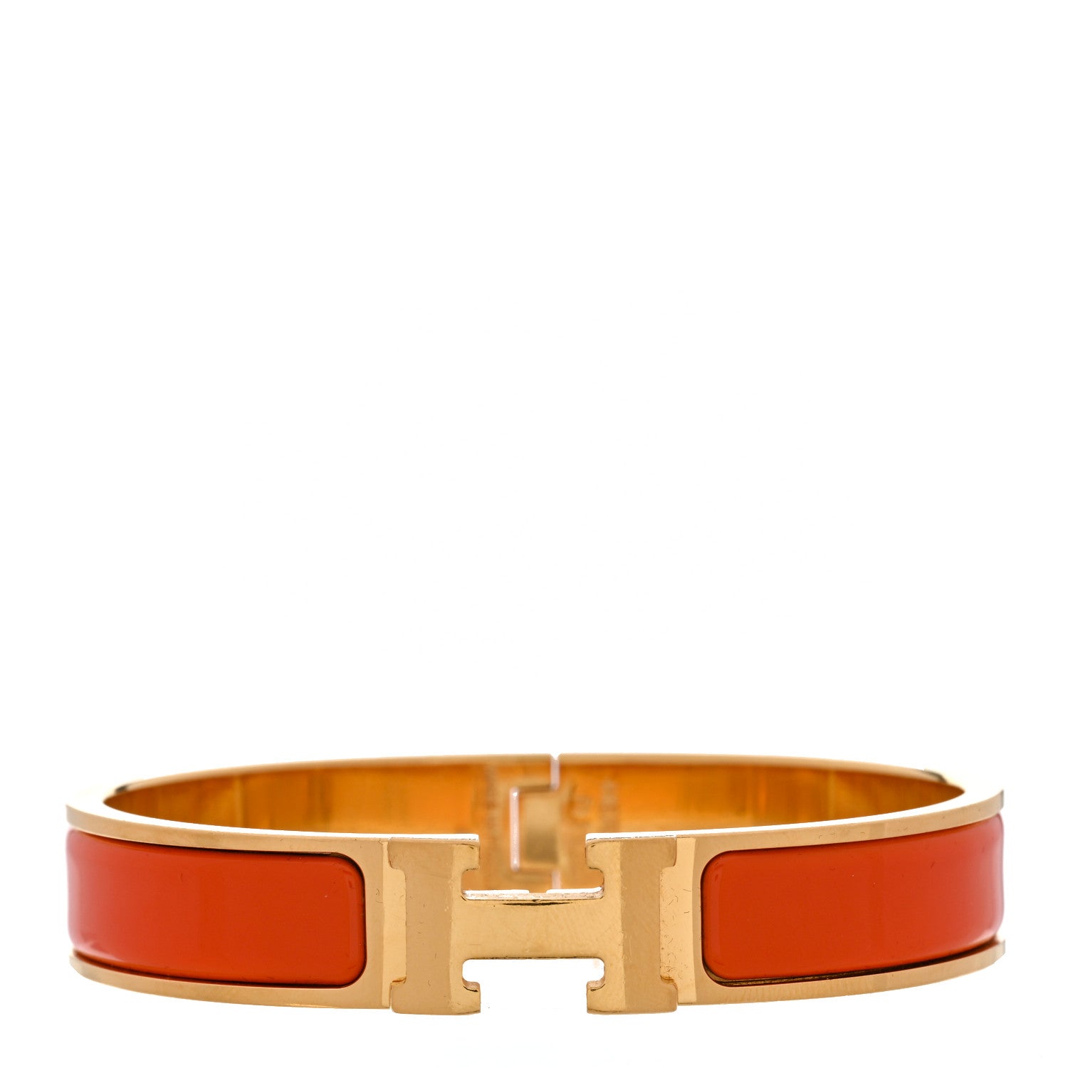 Hermes Enamel Narrow Clic Clac H Bracelet GM Orange 1 of 4