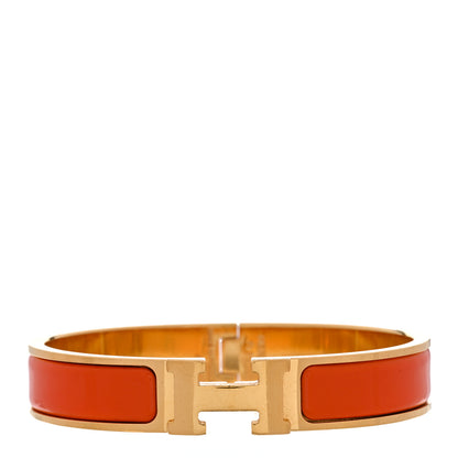 Hermes Enamel Narrow Clic Clac H Bracelet GM Orange 1 of 4