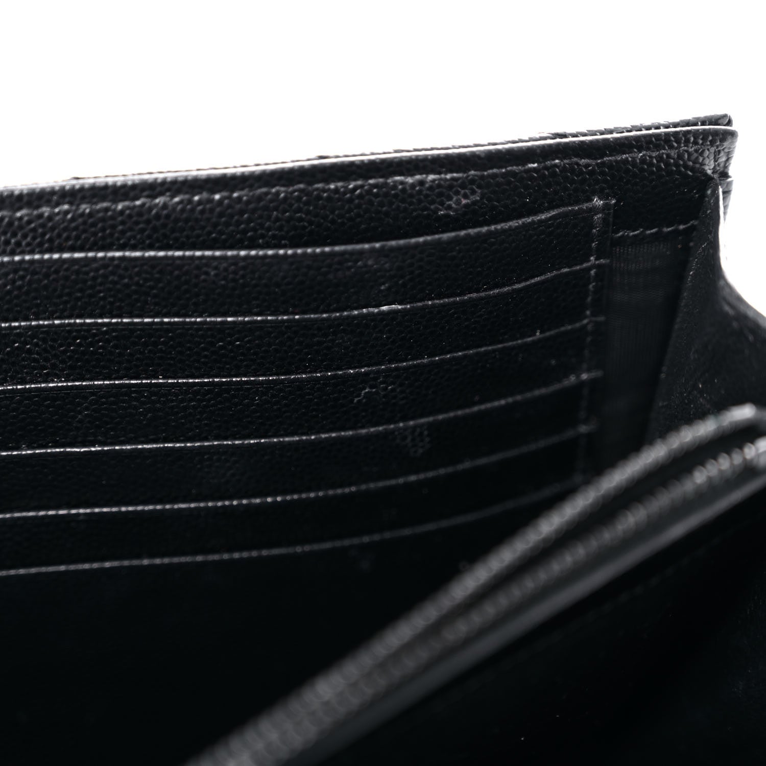 Saint Laurent Grain De Poudre Matelasse Chevron Monogram Chain Wallet Black 7 of 19