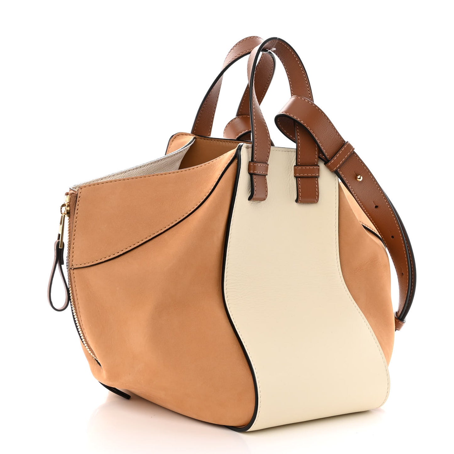 Calfskin Suede Small Hammock Shoulder Bag Warm Desert Milk