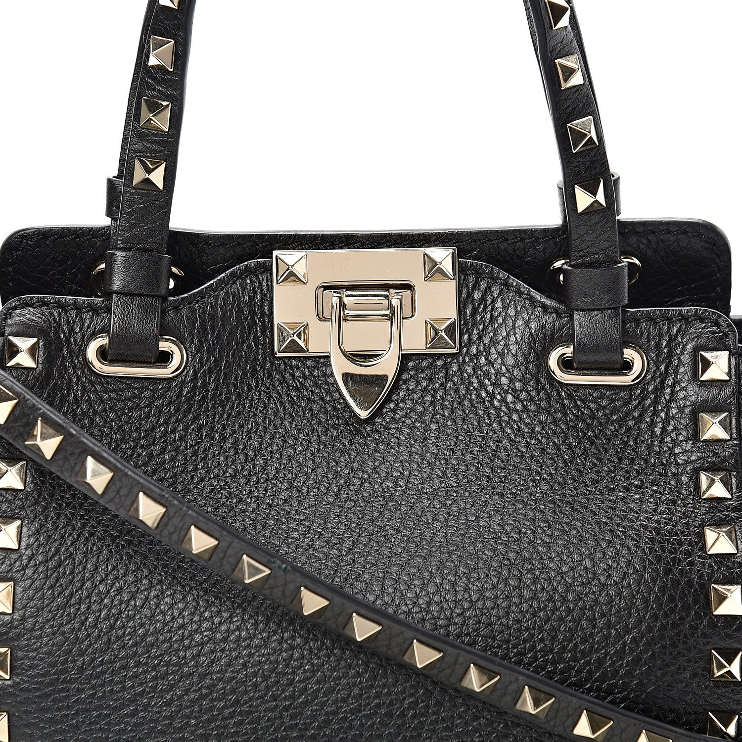 Valentino Garavani Pebbled Calfskin Mini Rockstud Tote Black 6 of 8