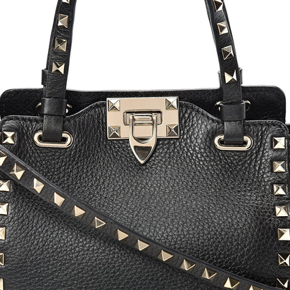 Valentino Garavani Pebbled Calfskin Mini Rockstud Tote Black 6 of 8