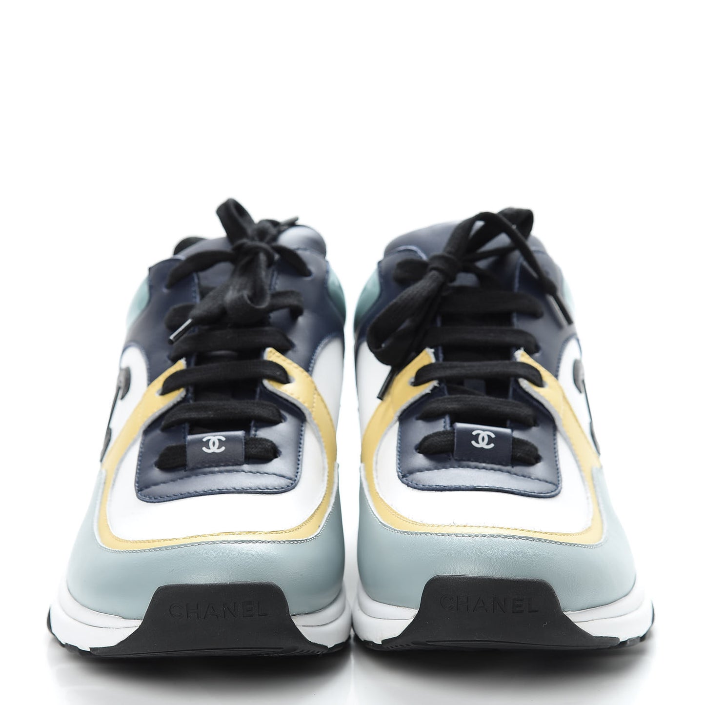 Calfskin Patent CC Sneakers 41 White Blue Yellow