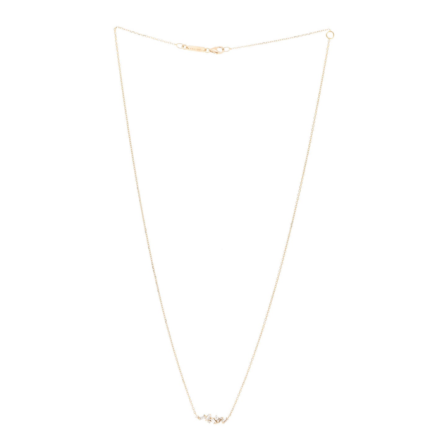 18K Yellow Gold Diamond Mini Classic Frenzy Bar Pendant Necklace