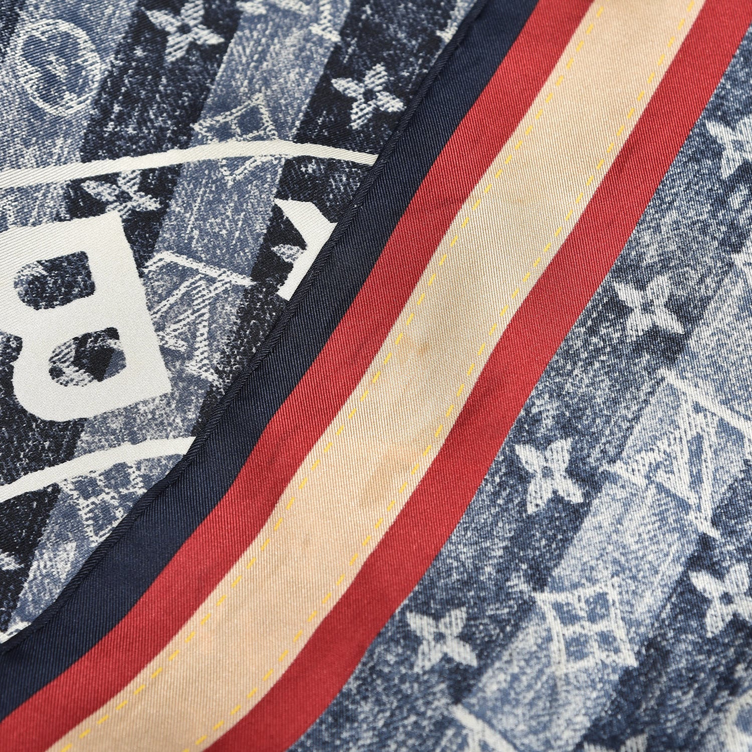 Louis Vuitton Silk Monogram Trunks and Bags Scarf Blue 6 of 6