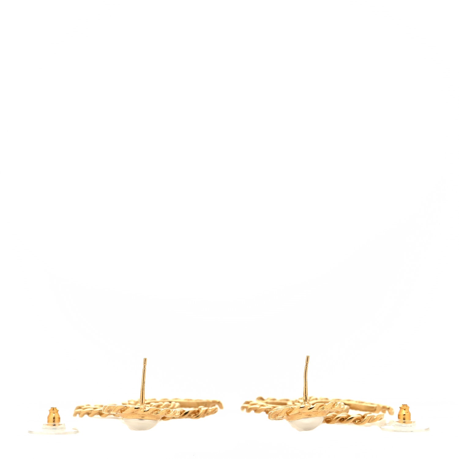 Chanel Metal Pearl CC Chain Drop Earrings Gold 3 of 4
