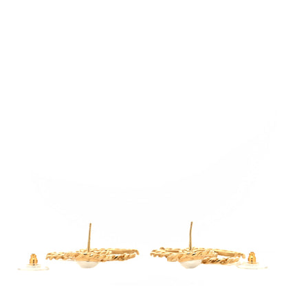 Chanel Metal Pearl CC Chain Drop Earrings Gold 3 of 4