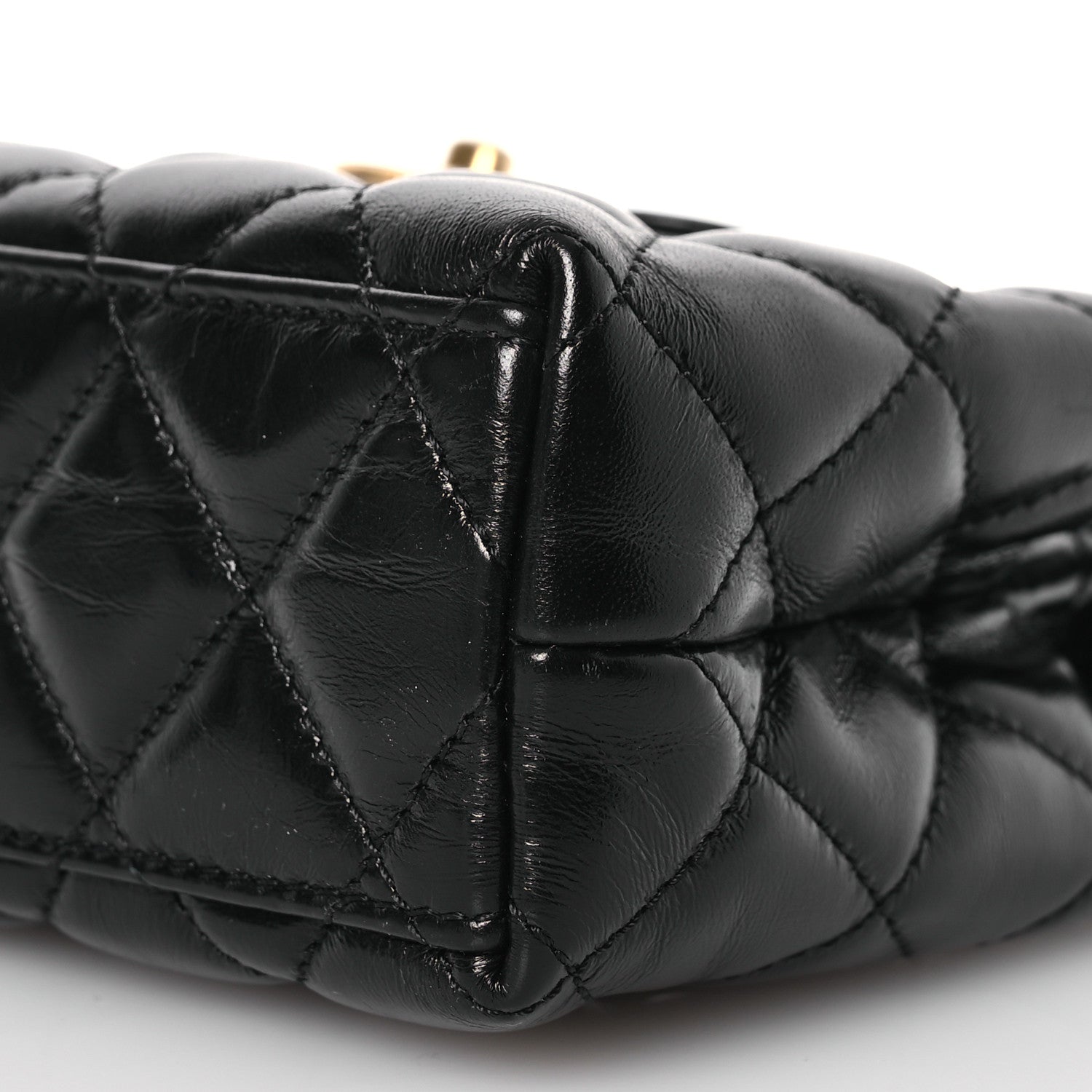 Chanel Shiny Aged Calfskin Quilted Nano Kelly Shopper Black 10 of 12