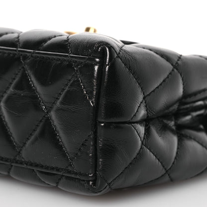 Chanel Shiny Aged Calfskin Quilted Nano Kelly Shopper Black 10 of 12