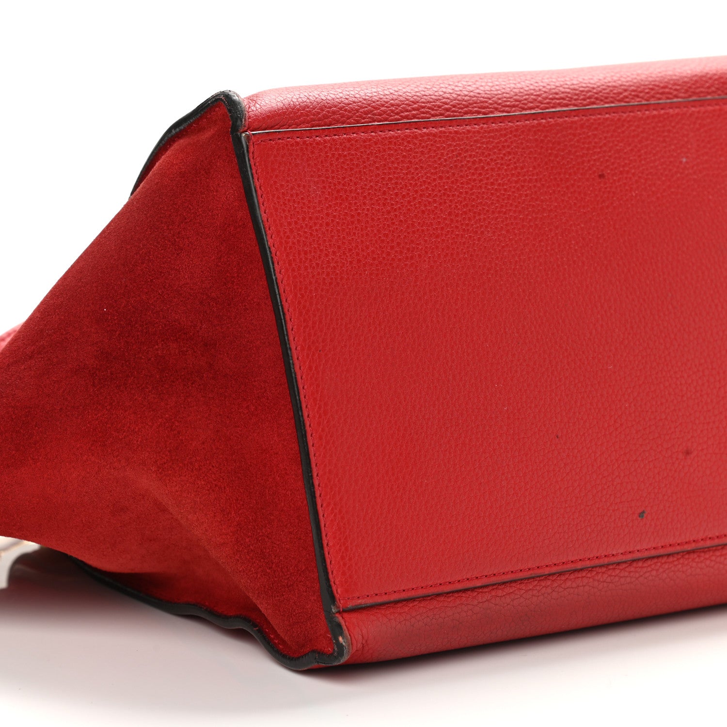 Celine Drummed Calfskin Suede Medium Trapeze Coquelicot 9 of 28