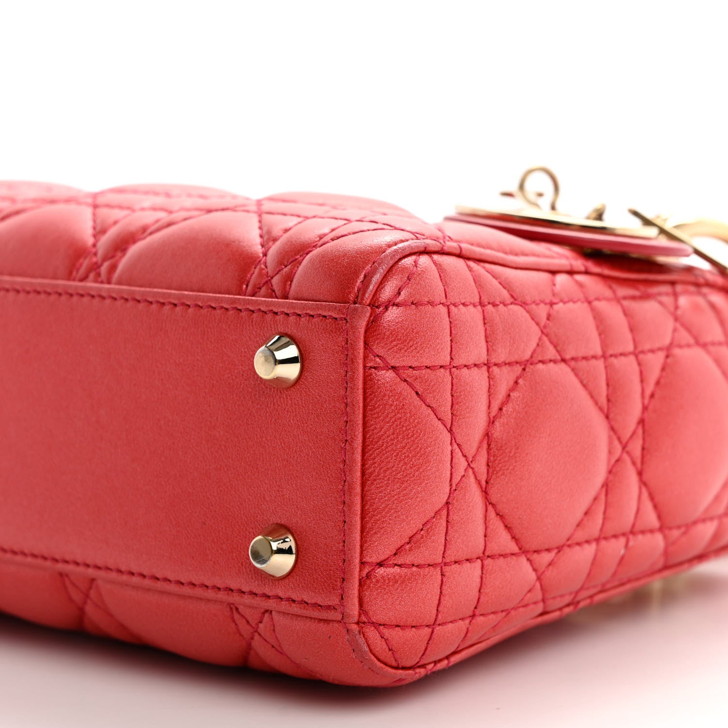 Christian Dior Metallic Lambskin Cannage Mini Lady Dior Red 9 of 9