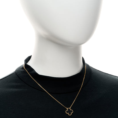 Van Cleef & Arpels 18K Yellow Gold Black Onyx Vintage Alhambra Pendant Necklace 2 of 4
