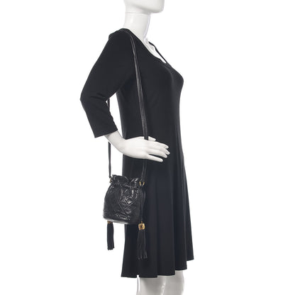 Chanel Lambskin Tassel Drawstring Pouch Bag Black 2 of 14