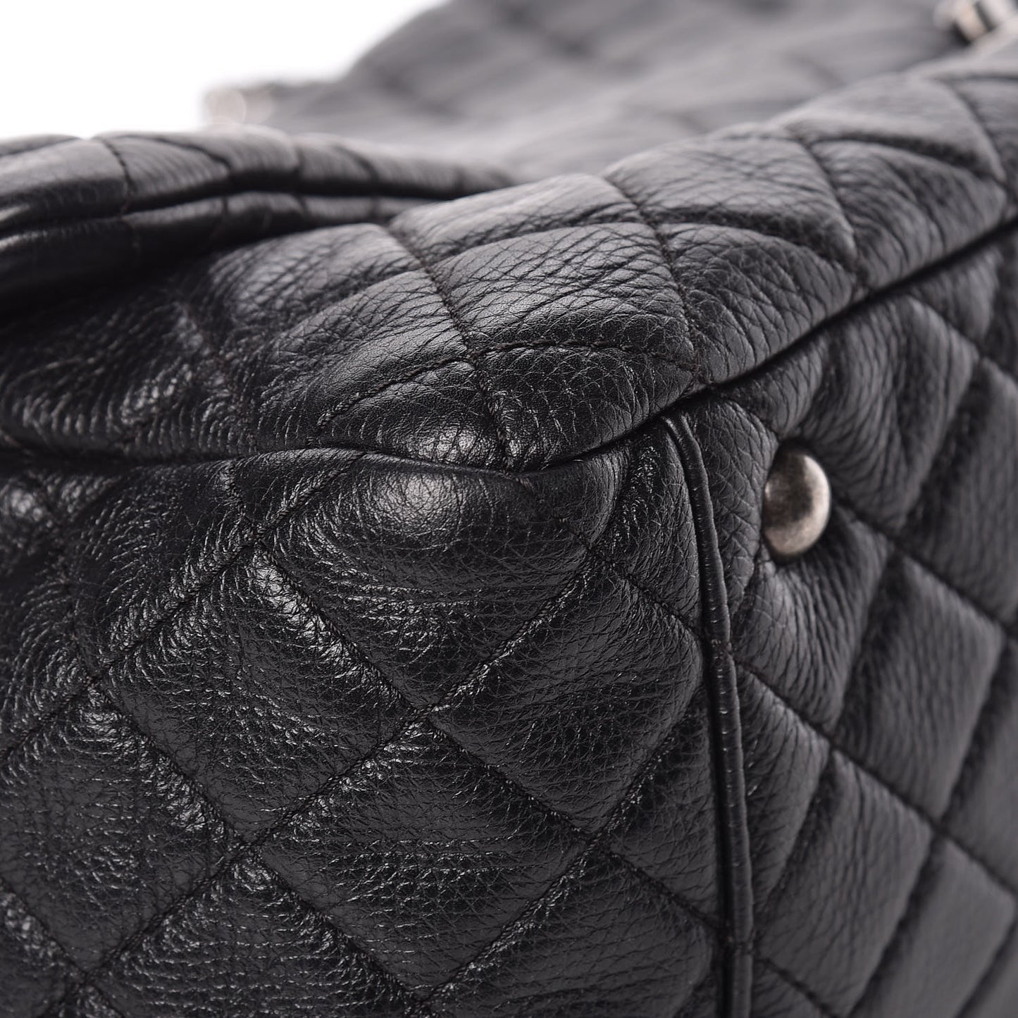 Calfskin Quilted XXL Travel Flap Bag Black
