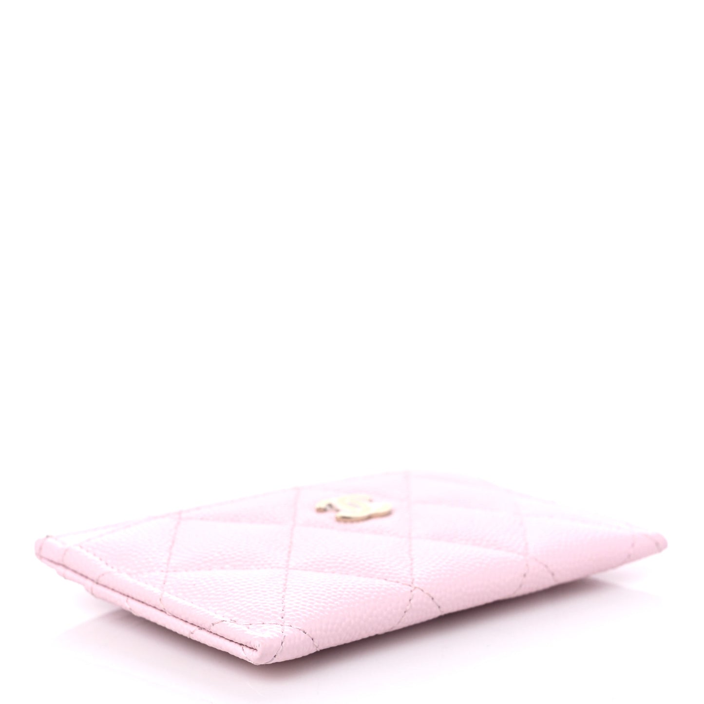 Caviar Quilted Card Holder Light Pink