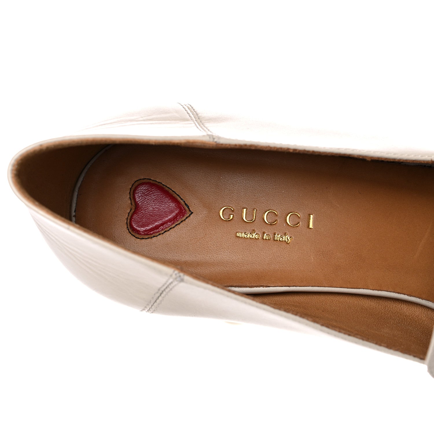 Gucci Betis Glamour Calfskin Web Pearl Embellished Peyton 75mm Loafer Pumps 39.5 Mystic White 9 of 17
