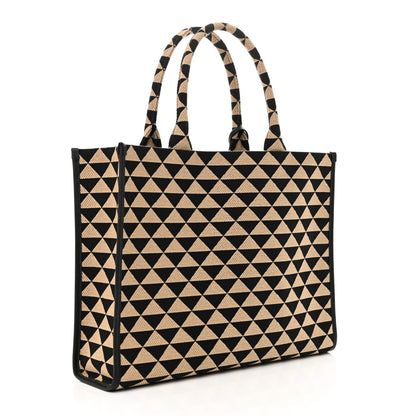Prada Jacquard Saffiano Triangolo Symbole Embroidered Large Tote Black Corda 3 of 9