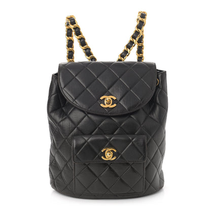Chanel Lambskin Quilted Drawstring Backpack Black 1 of 13
