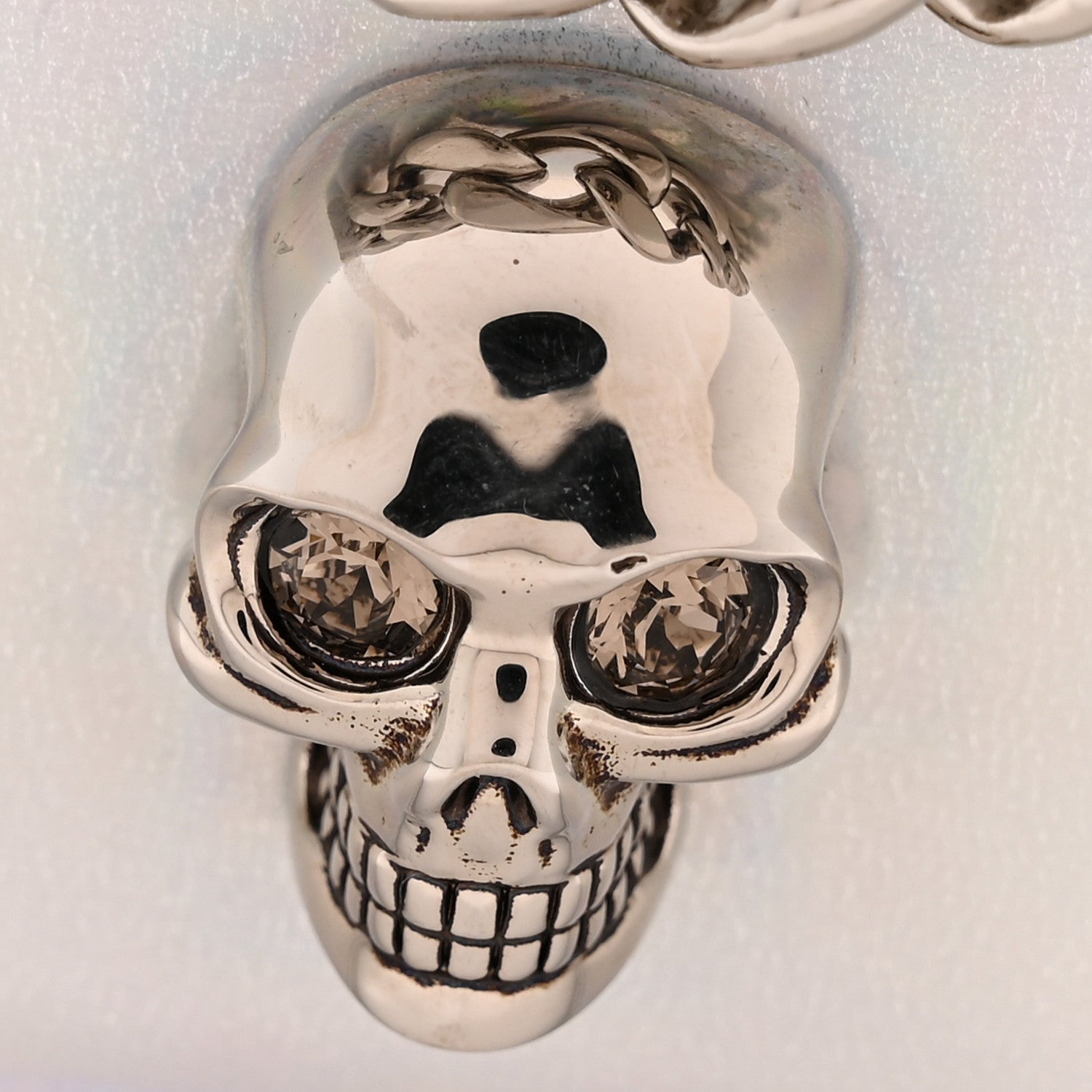 Alexander McQueen Iridescent Calfskin Skull Crossbody Silver 10 of 10