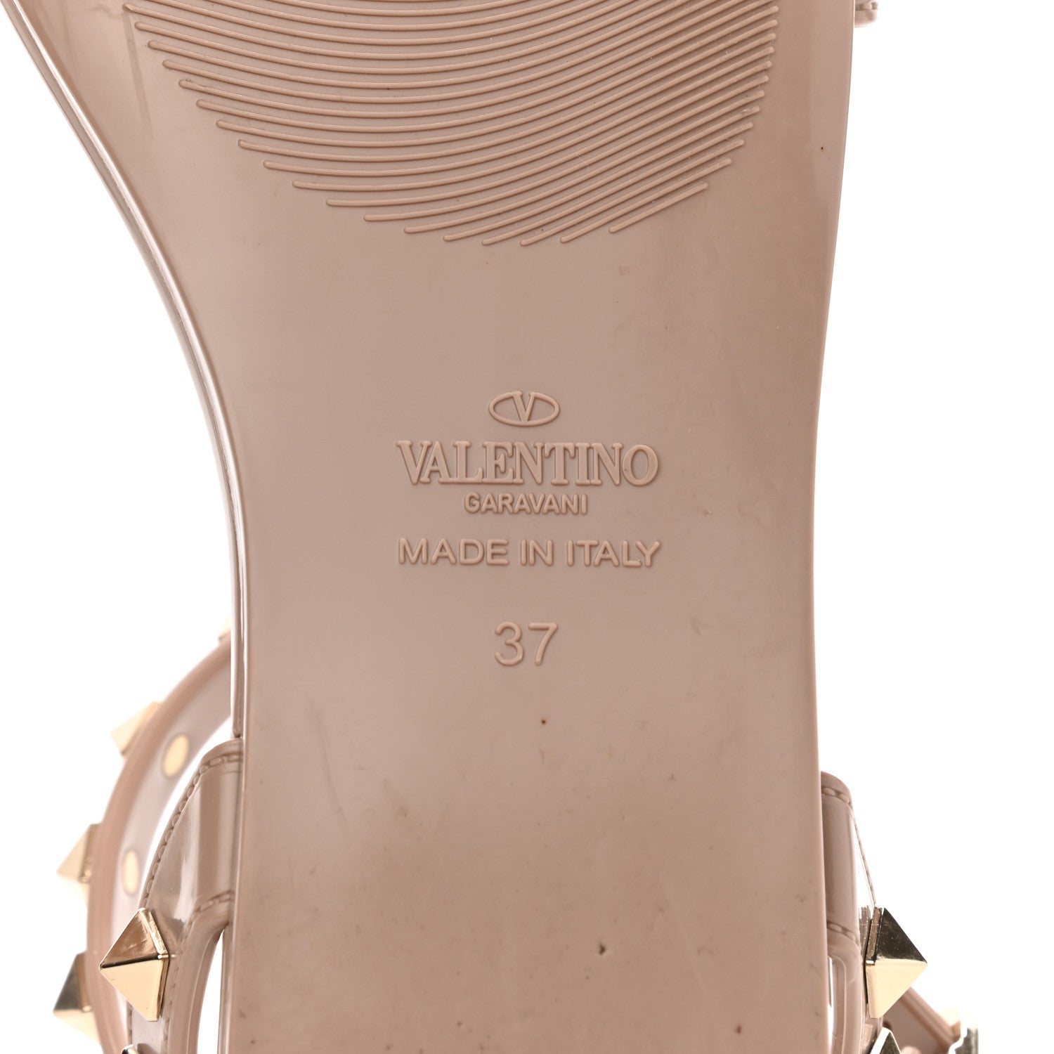 Valentino Garavani PVC Jelly Rockstud Caged Sandals 37 Poudre 6 of 7