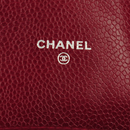 Chanel Caviar Half Moon Wallet On Chain WOC Dark Red 6 of 8