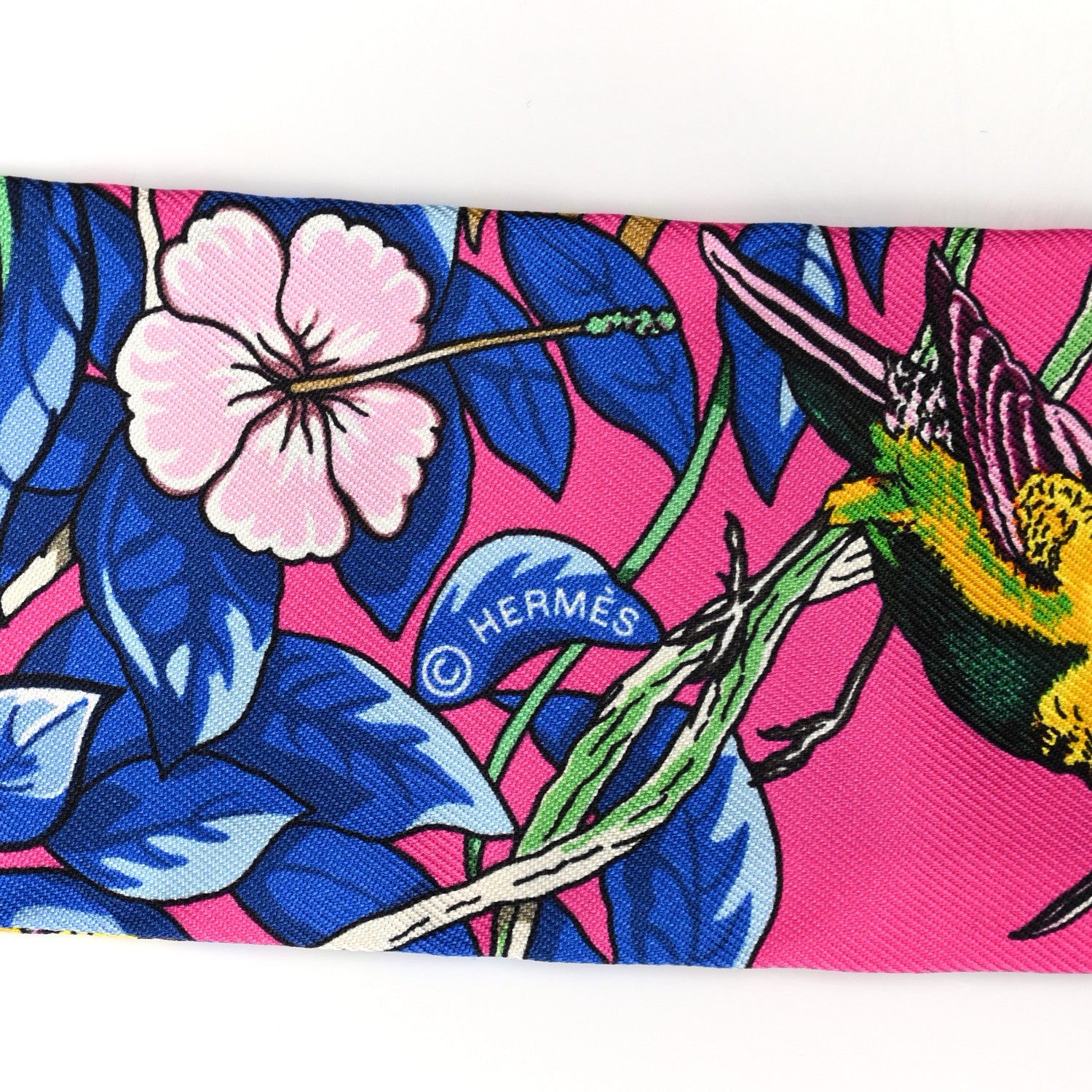 Hermes Silk Jungle Love Love Twilly Rose Vif Bleu Roy 3 of 4