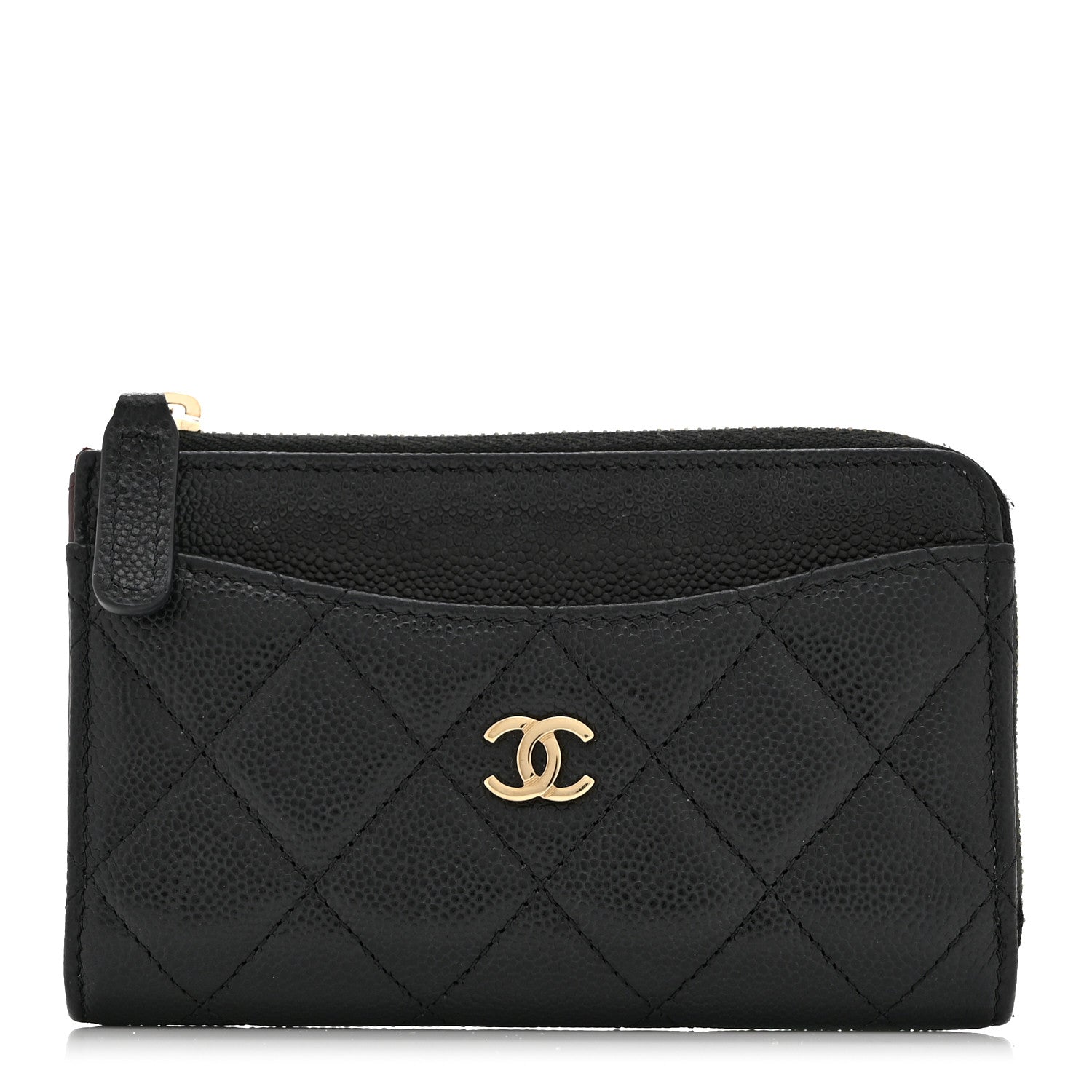 Chanel Caviar Quilted CC Zip Around Card Holder Black 1 of 8