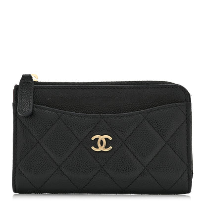 Chanel Caviar Quilted CC Zip Around Card Holder Black 1 of 8