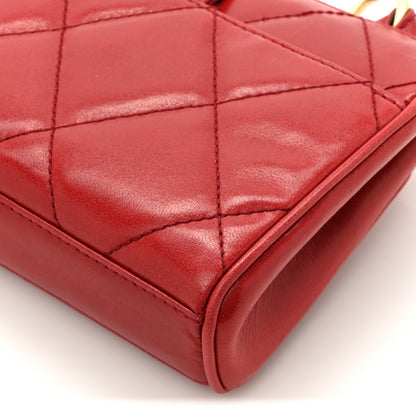 Chanel Lambskin Quilted Clutch Red 12 of 16