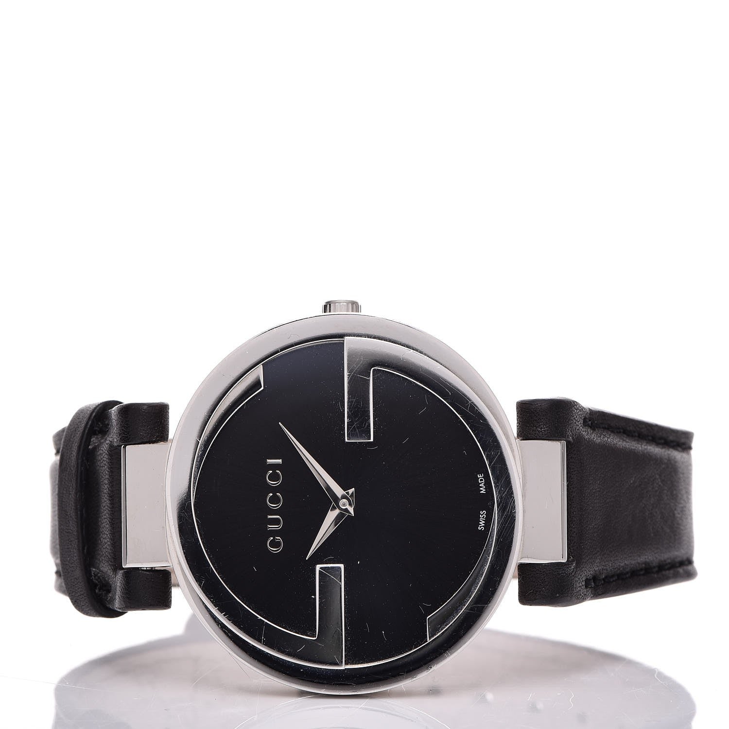 Gucci Stainless Steel Calfskin 37mm Interlocking G Quartz Watch Black 3 of 8
